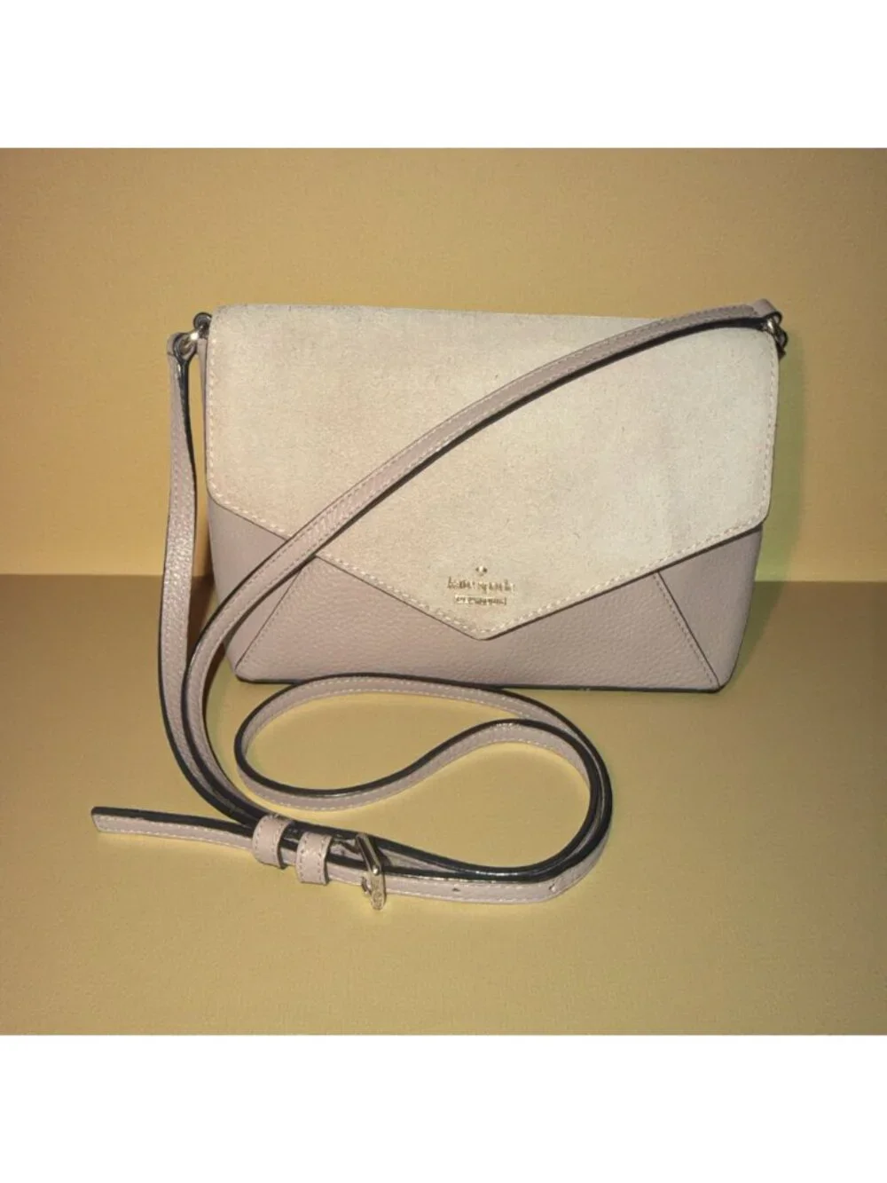 Kate Spade Spencer Court Monday Taupe Suede and Leather Envelope Crossbody Bag - Picture 10 of 10